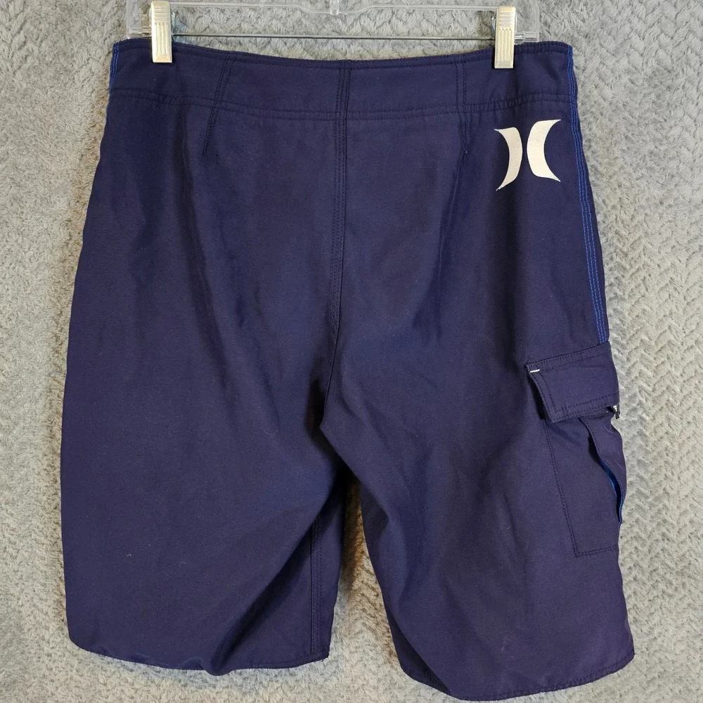 Hurley Mens Navy Blue Logo Cargo Board Shorts Swim Trunks Size‎ 32 1057